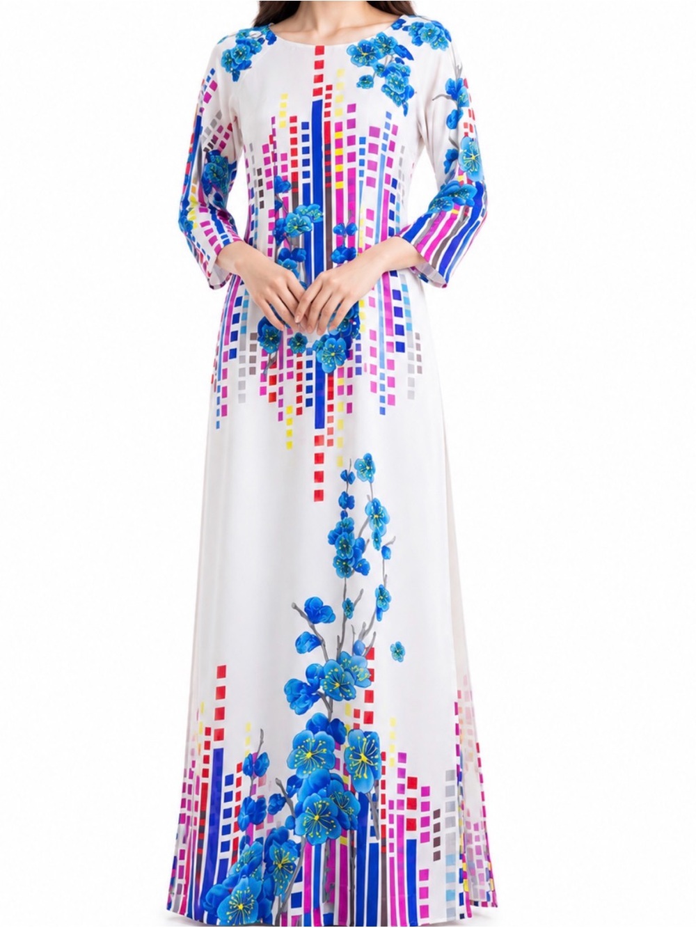 Handmade Vietnamse Ao dai White  (chest 88cm, waist 76cm) No Pants